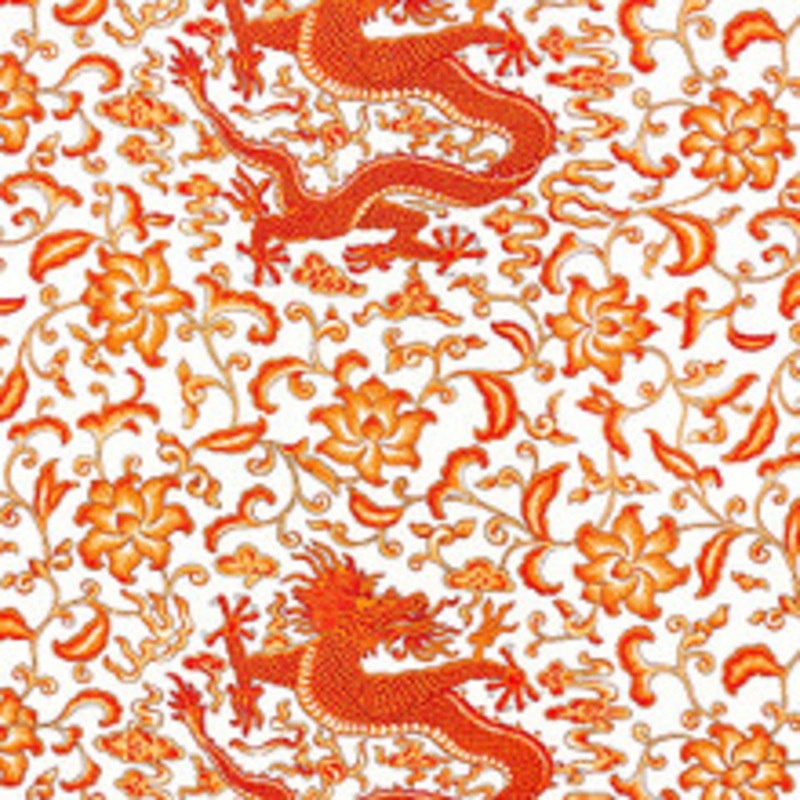 Scalamandre
 Fabric Chi’En Dragon Linen Print/Persimmon Sc 000316558