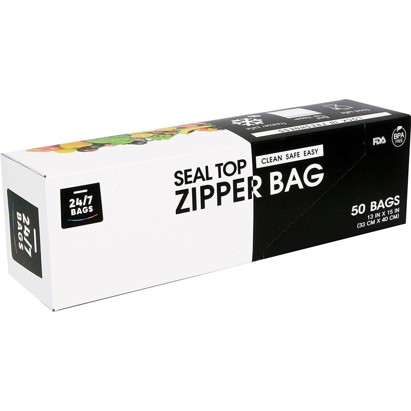24/7 Bags | Double Zipper Seal Storage Bags, 2 Gallon, 50ct.