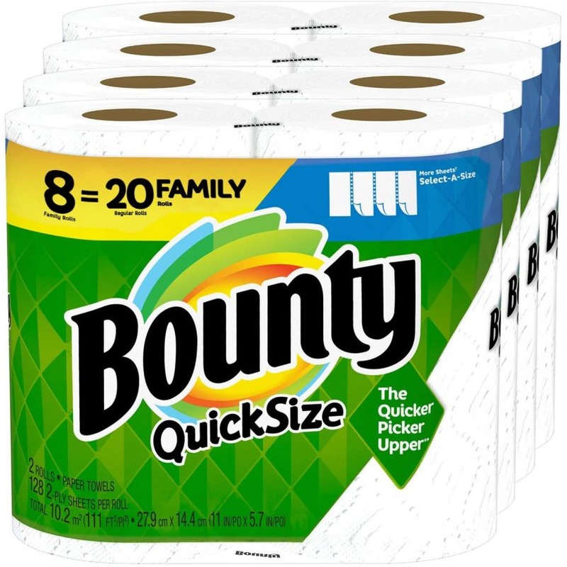 Bounty Quick-Size Paper Towels, White, 8 Family Rolls