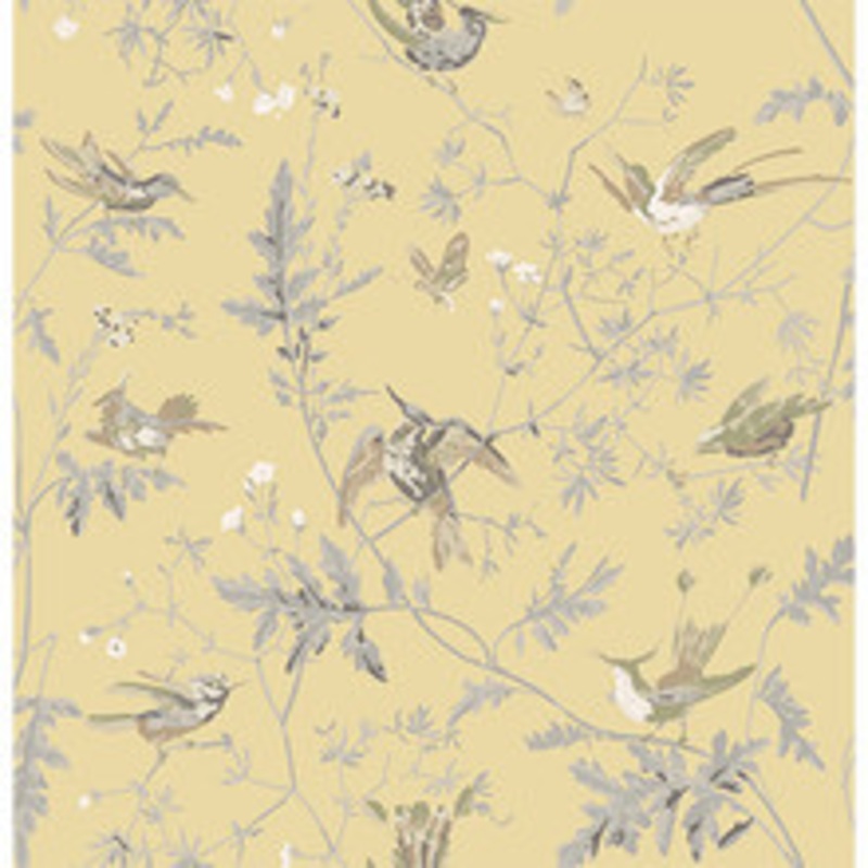 Cole & Son Fabric Hummingbirds Gld/Sft Grey