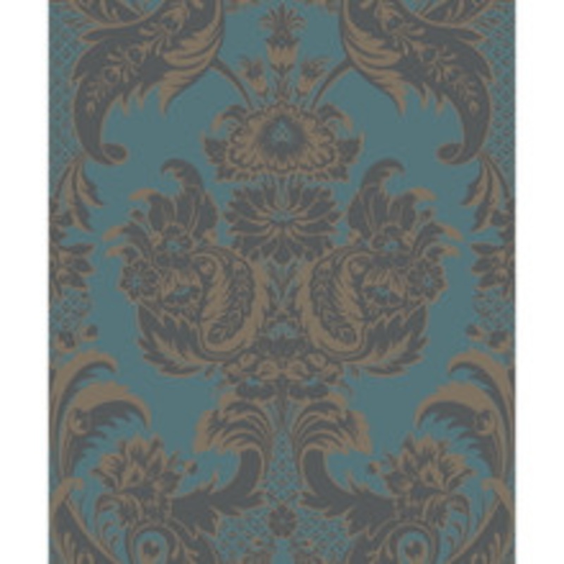 Cole & Son Wallcovering Wyndham Teal And Charcoal