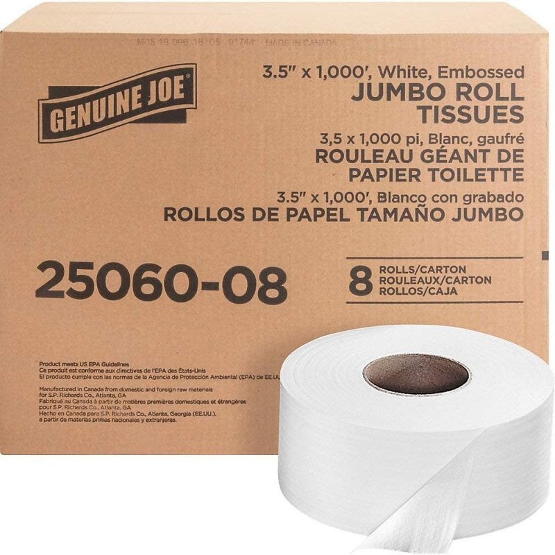 Genuine Joe 2-Ply Embossed Jumbo Roll Bathroom Tissue | Bigbigmart.com