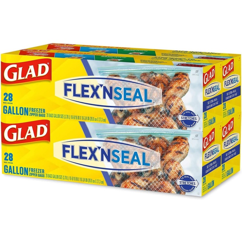 Glad FLEXN SEAL Gallon Freezer Zipper Bags, 28 Count (Pack of 4) | Bigbigmart.com