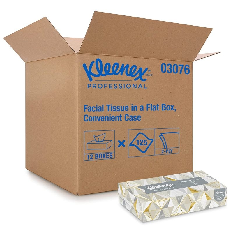 Kleenex Professional Facial Tissue for Business, Flat Tissue Boxes, 12 Boxes | Bigbigmart.com