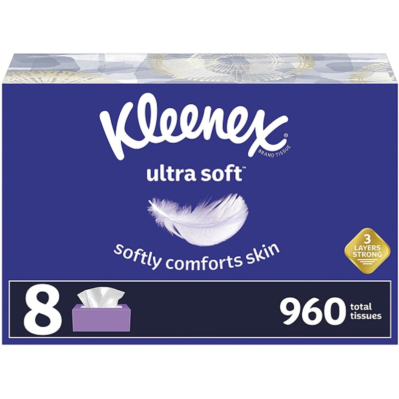 Kleenex Ultra Soft Facial Tissues, 8 Flat Boxes