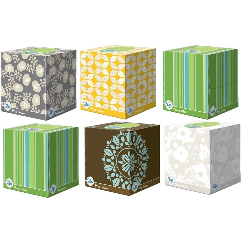 Puffs Plus Lotion Facial Tissues, Cube, 6 Boxes (56 Count Each)