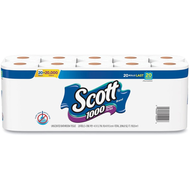 Scott 1000 Bathroom Tissue, 1-Ply, White, 1000 Sheet/Roll, 20/Pack | Bigbigmart.com