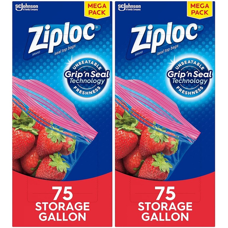 Ziploc Gallon Food Storage Bags, Grip ‘n Seal Technology, 75ct