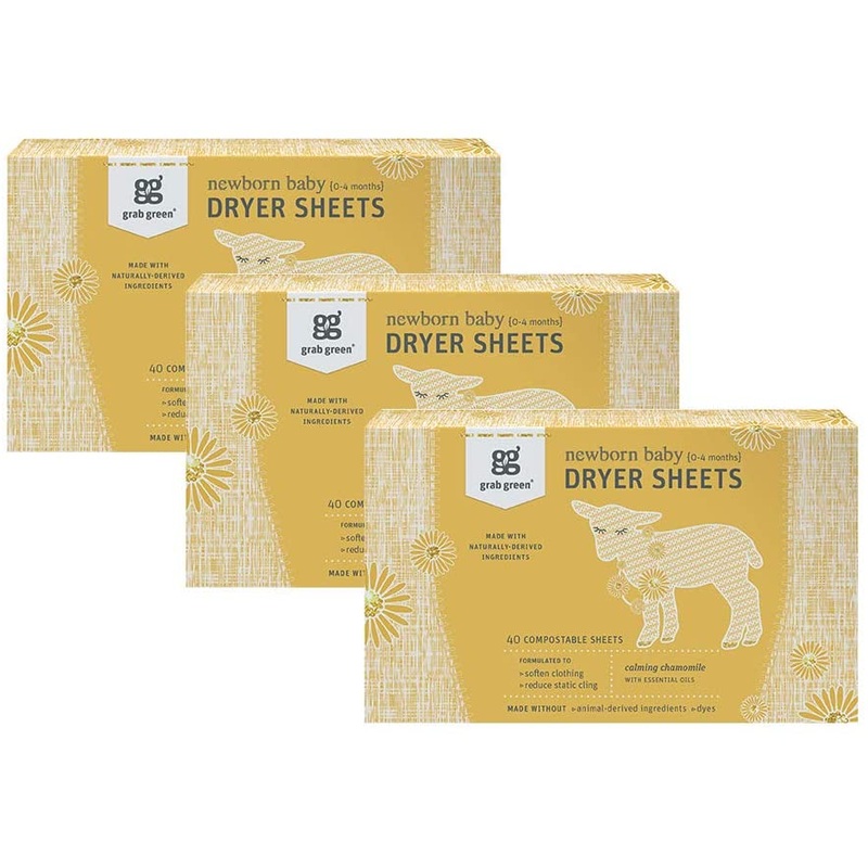 Grab Green Natural Newborn Baby Laundry Dryer Sheets, Essential Oils, 3ct | Bigbigmart.com