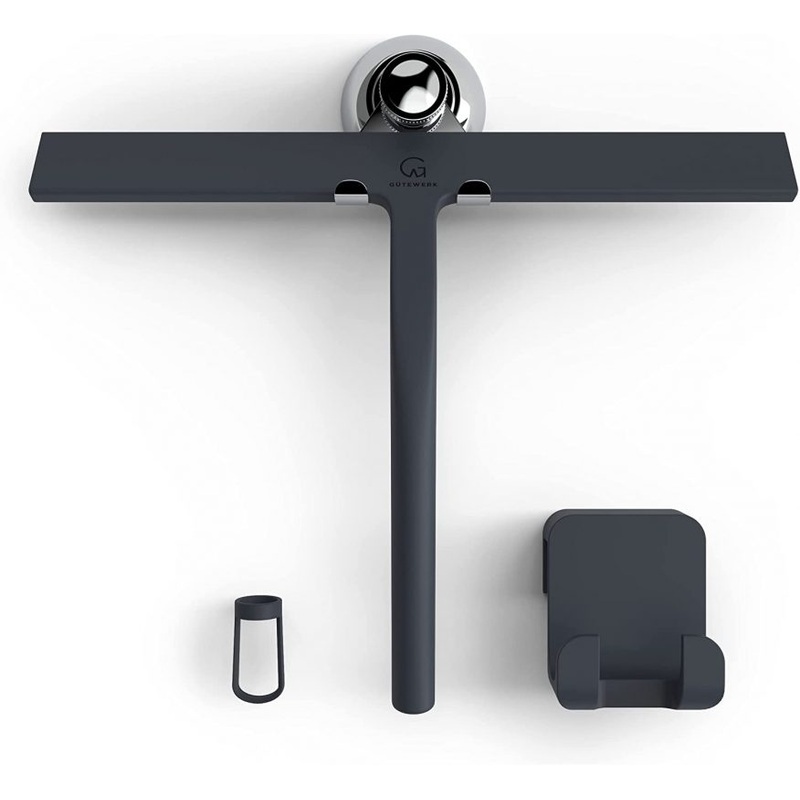 GTEWERK Shower Squeegee Black 11 in – incl. Chrome Suction Cup Hook | Bigbigmart.com