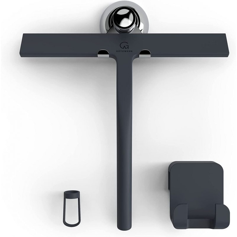 GTEWERK Shower Squeegee Black 9 in – incl. Chrome Suction Cup Hook | Bigbigmart.com