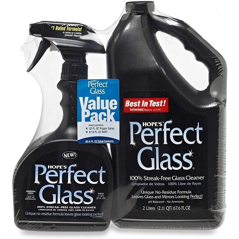 Hope’s Perfect Glass Cleaner, 2 Piece, 32oz Spray Bottle and 67.6oz Refill Bottle | Bigbigmart.com