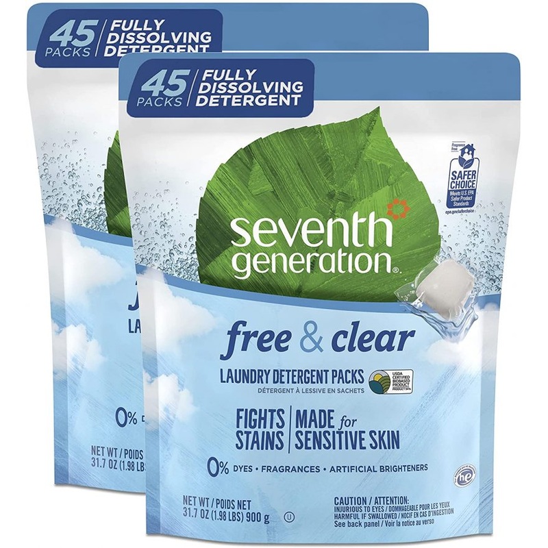 Seventh Generation Laundry Detergent Packs, 90 Loads (2 pouches, 45 Ct EA) | Bigbigmart.com