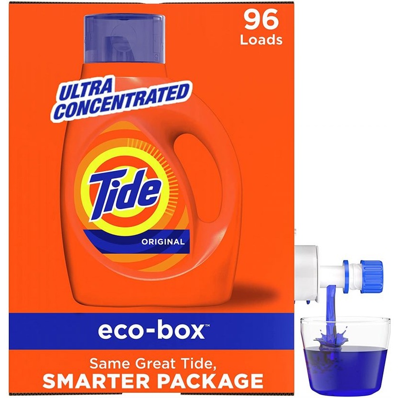 Tide Liquid Laundry Detergent Soap Eco-Box, 96 Loads.
