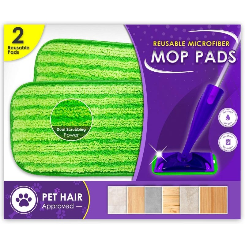 Turbo Mops Reusable Floor Mop Pads, 2 Pack 12-inch Microfiber Mop Refills | Bigbigmart.com
