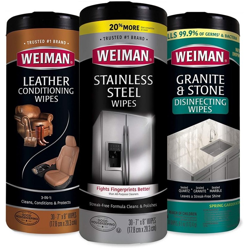 Weiman Wipes Variety, Stainless Steel, Leather 3 Pack – 90 Wipes | Bigbigmart.com