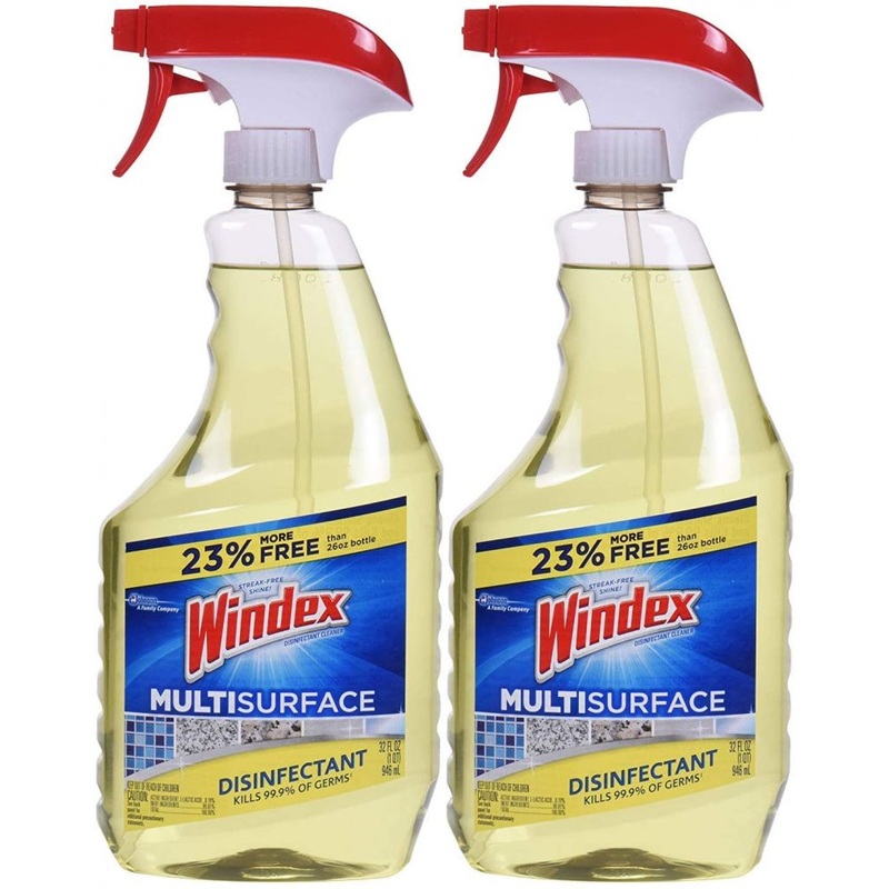 Windex Antibacterial Multi-Surface Cleaner, 32 Fl Oz Spray Bottle, Pack of 2 | Bigbigmart.com