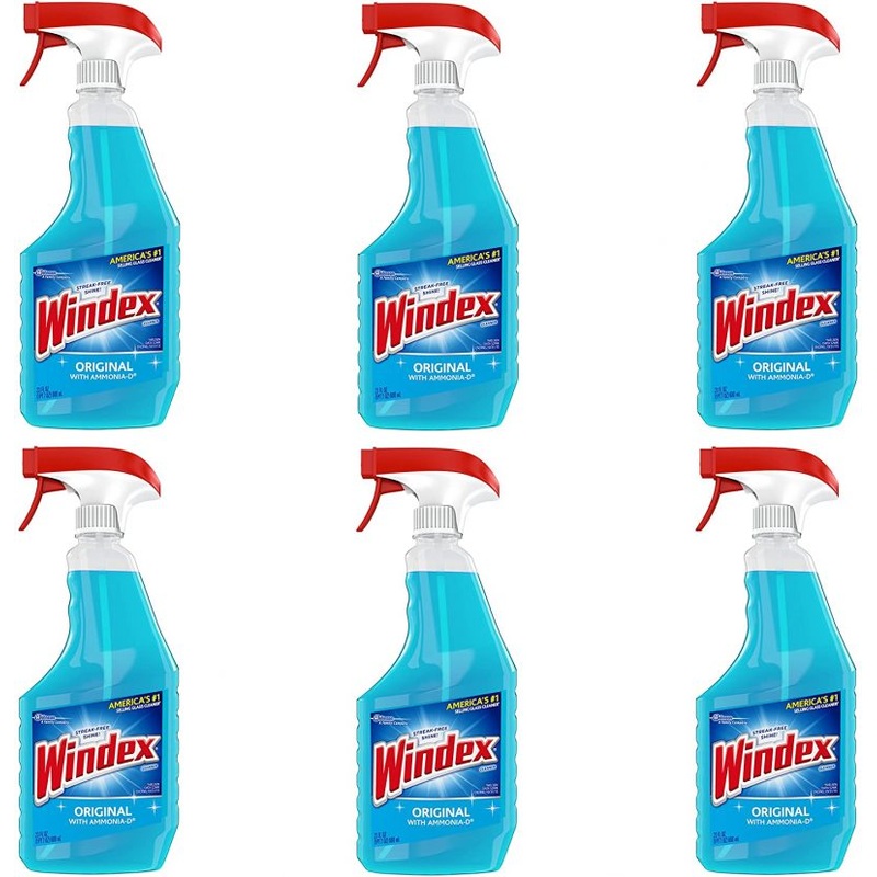 Windex Original Glass and Window Cleaner Spray Bottle, Original Blue, 23oz 6Pack | Bigbigmart.com
