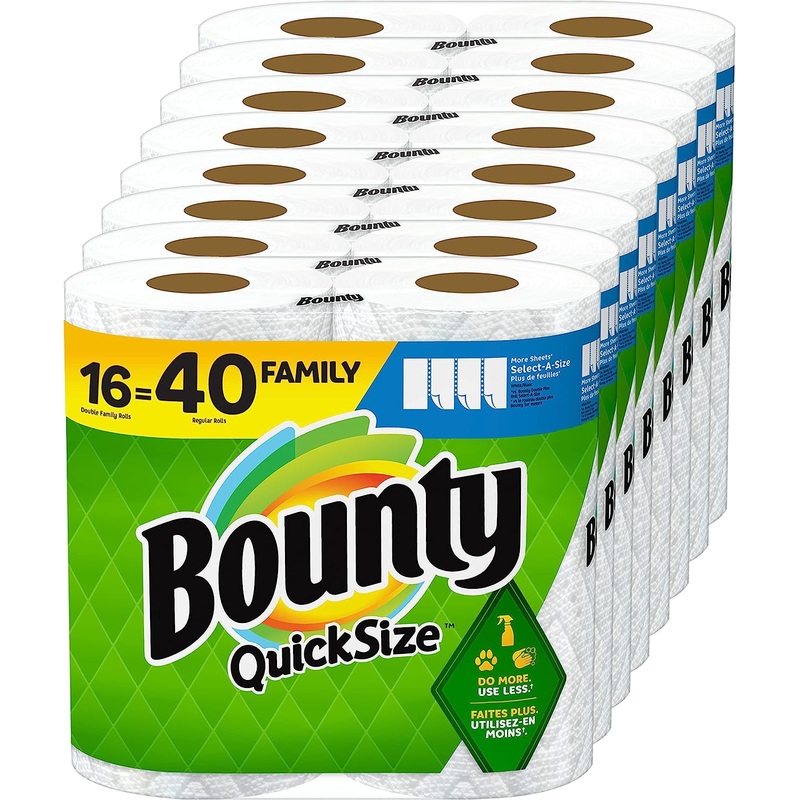 Bounty Quick-Size Paper Towels, White, 16 Family Rolls = 40 Regular Rolls (Packaging May Vary) | Bigbigmart.com
