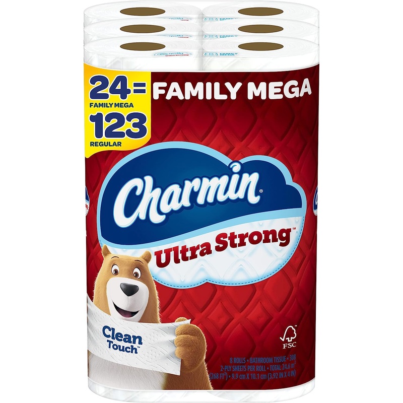 Charmin Ultra Strong Clean Touch Toilet Paper, 24 Family Mega Rolls = 123 Regular Rolls | Bigbigmart.com