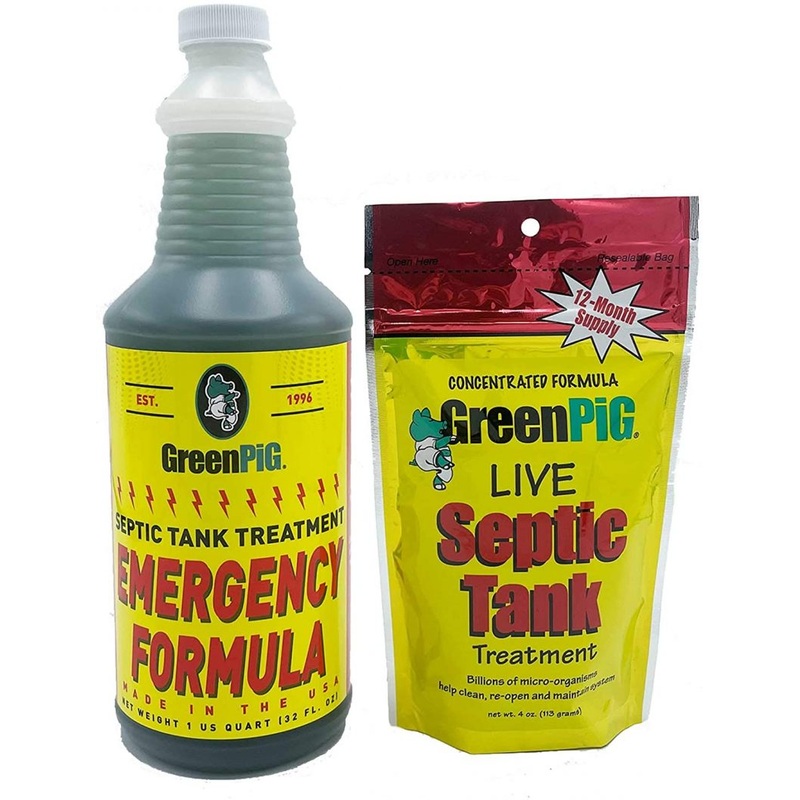GREEN PIG Septic Tank Treatment Emergency Formula Quickly Breaks Down Clogged 1 Quart | Bigbigmart.com