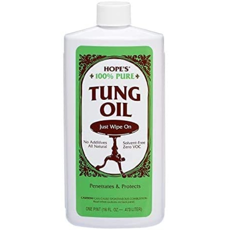 Hope’s Pure Tung Oil, Waterproof Natural Wood Finish and Sealer, 16 Fl Oz