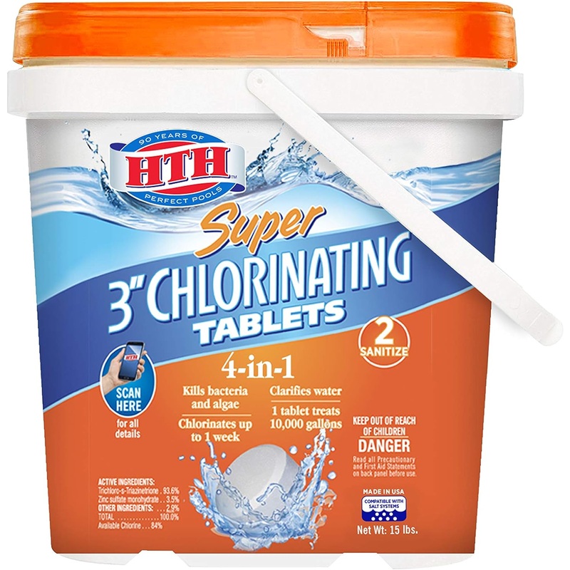 HTH 42038 Super 3 Chlorinating Tablets Swimming Pool Chlorine, 15 lbs | Bigbigmart.com