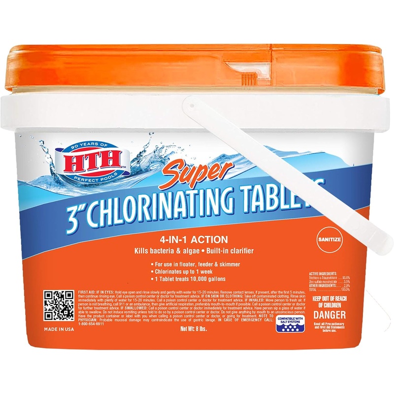 HTH 42043 Super 3 Chlorinating Tablets Swimming Pool Chlorine, 8 lbs | Bigbigmart.com