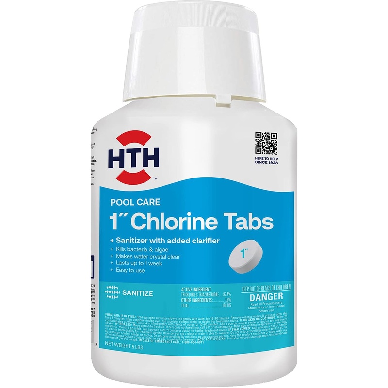 HTH 42047 Swimming Pool Care 1 Chlorine Tabs, Swimming Pool Chlorinating Sanitizer, 5lb | Bigbigmart.com