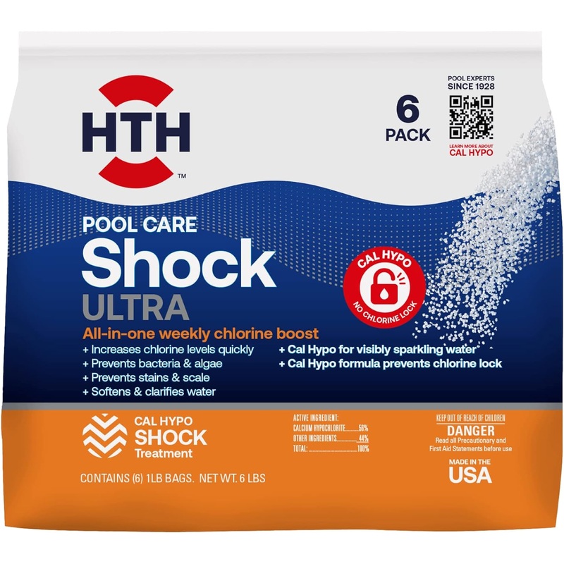 HTH 52040B Swimming Pool Care Shock Ultra, Swimming Pool Chemical, Cal Hypo Formula, 1lb (Pack of 6) | Bigbigmart.com