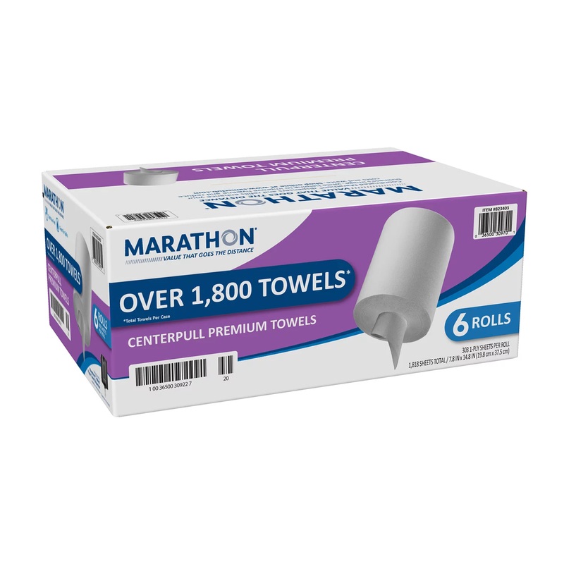 Marathon Centerpull Paper Towel, 1-Ply, White, 15 x 7.8 (6 rolls) | Bigbigmart.com
