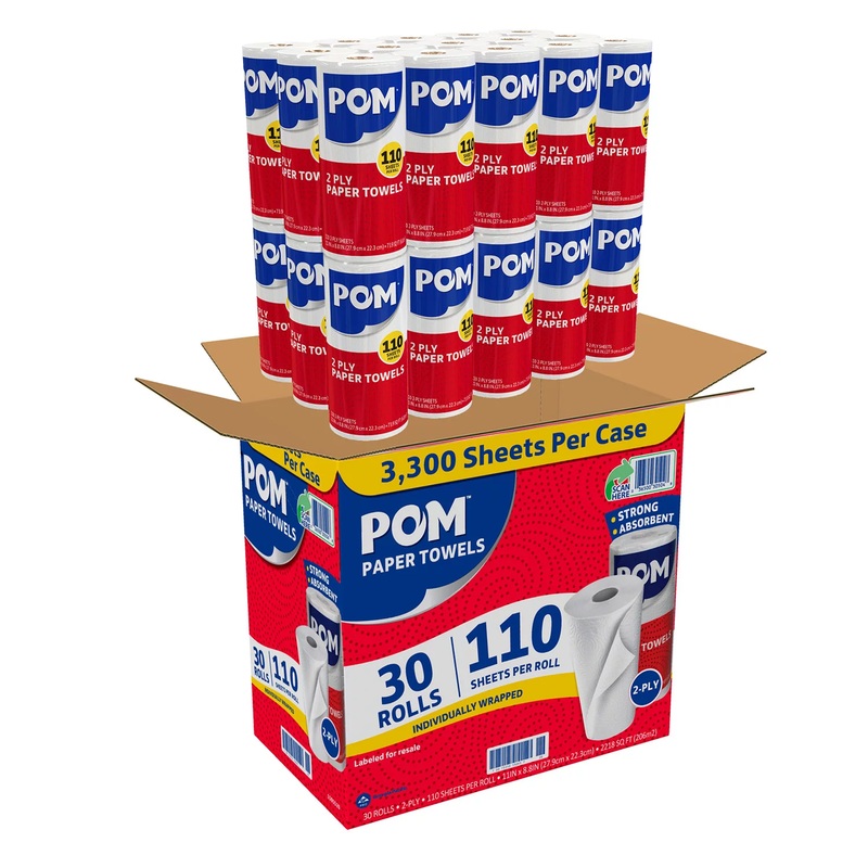 POM Individually Wrapped 2-Ply Paper Towels (110 sheets/roll, 30 rolls) | Bigbigmart.com