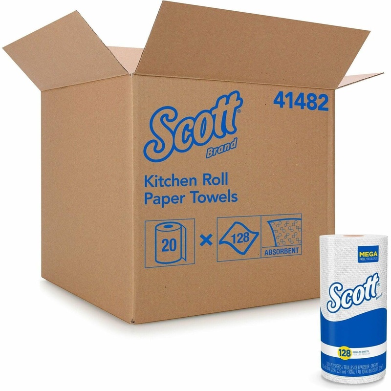 Scott Kitchen Paper Towels (41482) with Fast-Drying Absorbency Pockets, Perforated Standard Paper Towel Rolls, 128 Sheets/Roll, 20 Rolls/Case | Bigbigmart.com