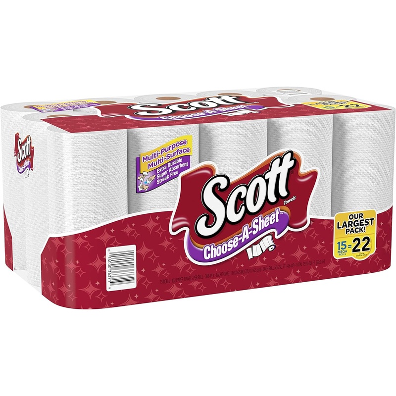 Scott Paper Towels, Choose-a-Sheet, Mega Roll, 15 Rolls (Pack of 1) | Bigbigmart.com