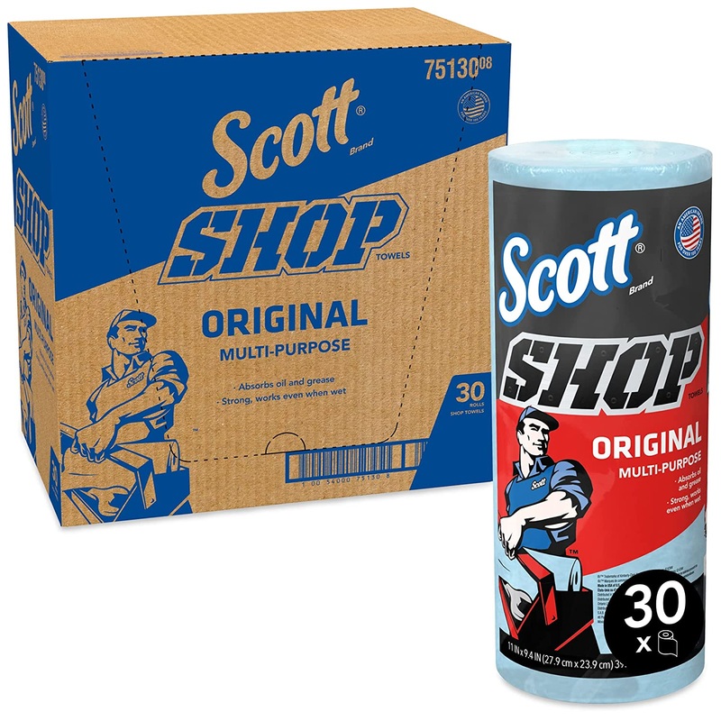 Scott Shop Towels Original (75130), Blue Shop Towels, 1 Roll/Pack, 30 Packs/Case | Bigbigmart.com