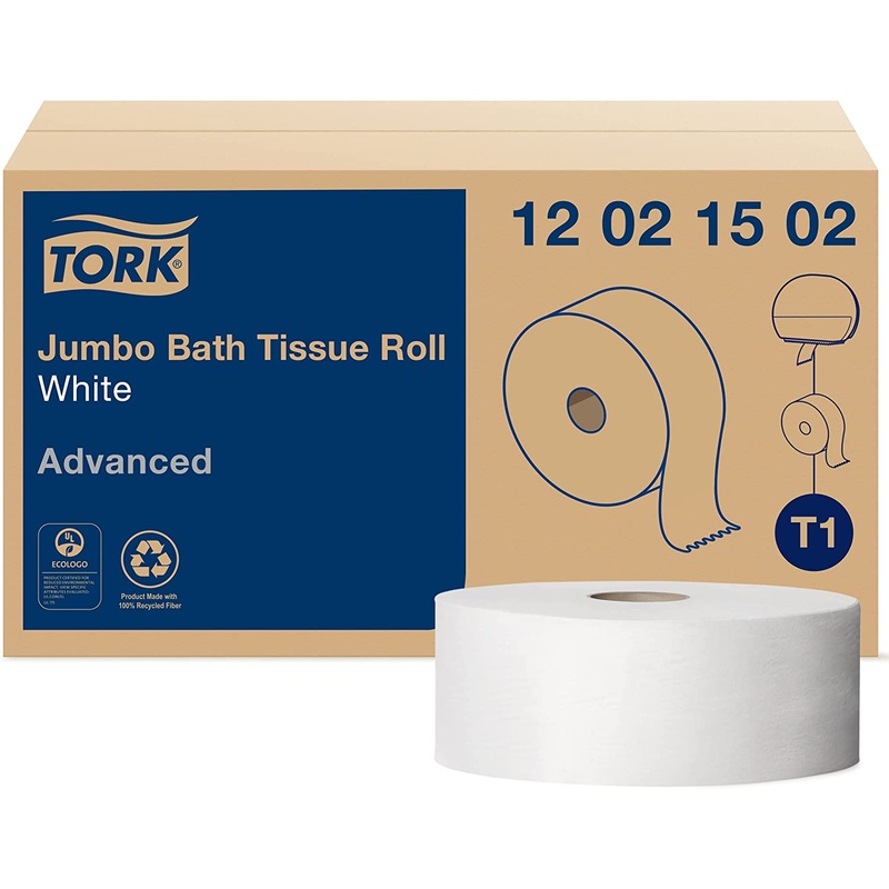 Tork Jumbo Toilet Paper Roll White T1, Advanced, 2-ply, 6 x 1600 feet, 12021502 | Bigbigmart.com