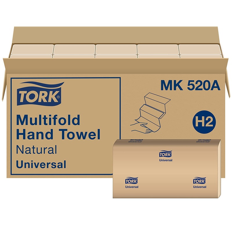 Tork Multifold Hand Towel Natural H2, Universal, 100% Recycled Fibers, 16 x 250 Sheets, MK520A | Bigbigmart.com