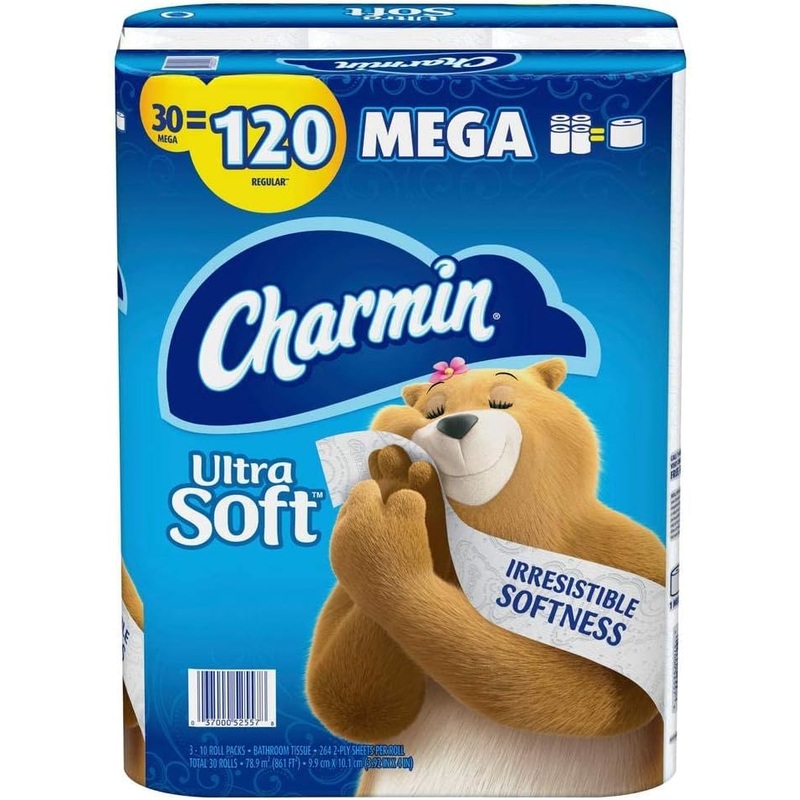Charmin Ultra Soft Bathroom Tissue (30 Mega Rolls = 120 Regular Rolls) Toilet Paper | Bigbigmart.com