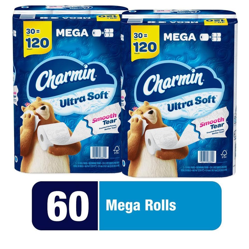 Charmin Ultra-Soft Smooth Tear Toilet Paper (60 Mega Rolls) | Bigbigmart.com