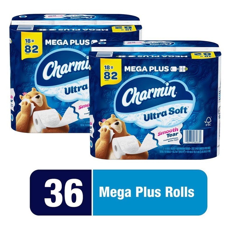 Charmin Ultra-Soft Smooth Tear Toilet Paper Rolls (36 Mega Plus Rolls) | Bigbigmart.com