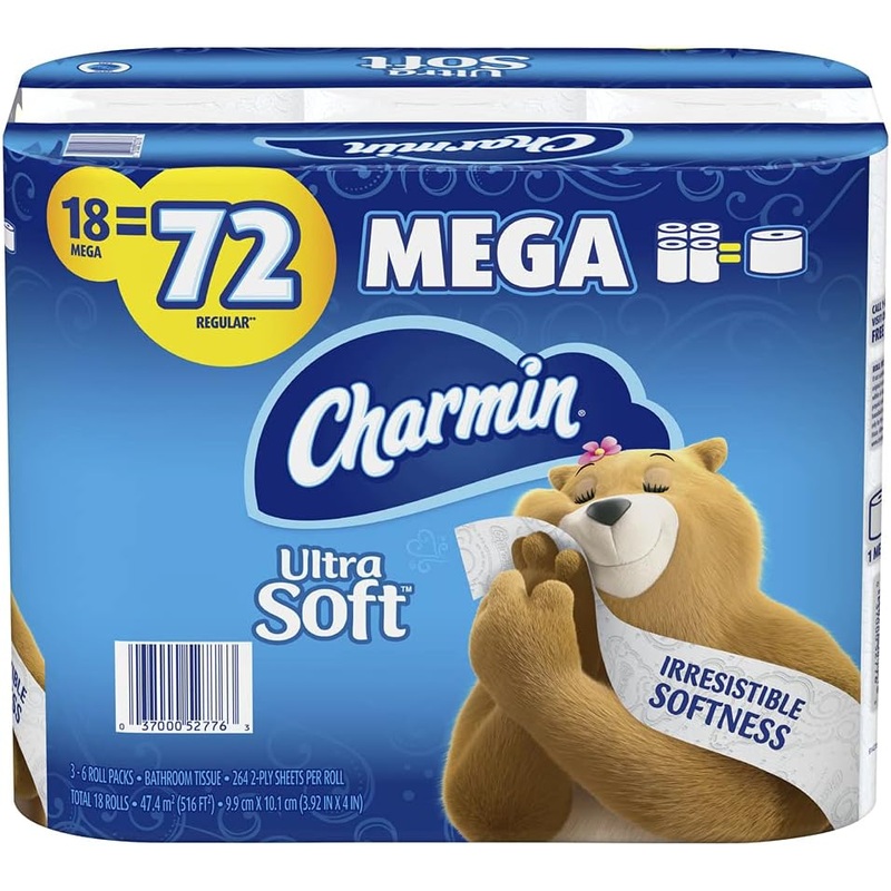 Charmin Ultra Soft Toilet Paper, 18 Mega Rolls = 72 Regular Rolls, 18 Count | Bigbigmart.com