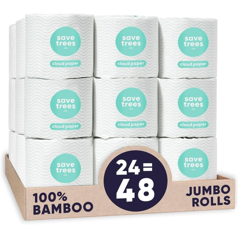Cloud Paper Bamboo Toilet Paper – 24 Rolls Of Septic Safe Organic Toilet Paper – 3-ply, 300 Sheets Per Roll – PFAs Free, FSC Certified, Plastic & Chemical Free – For Home, Boat, & RV Use | Bigbigmart.com