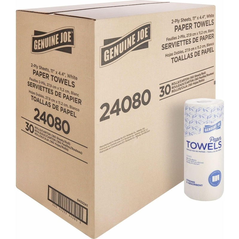 Genuine Joe 24080 Paper Towels Roll, 2-Ply, 80 Sheets/Roll,11-Inch x9-Inch, 30RL/CT,WE | Bigbigmart.com