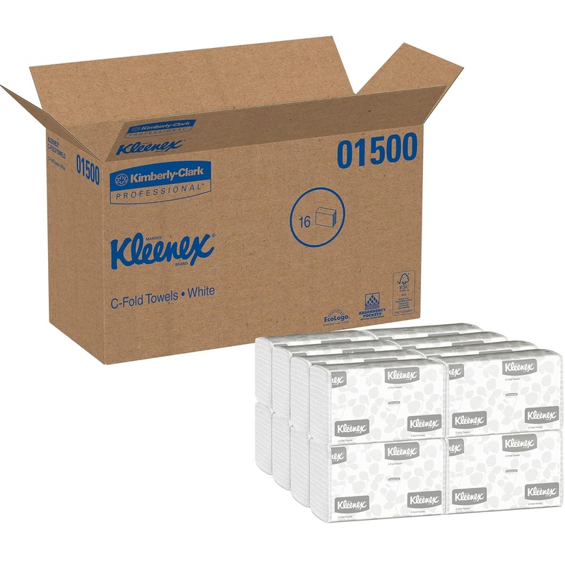 Kimberly-Clark Professional Kleenex C Fold Paper Towels (01500), Absorbent, White, 16 Packs/Case, 150 C-Fold Towels/Pack, 2,400 Towels/Case | Bigbigmart.com