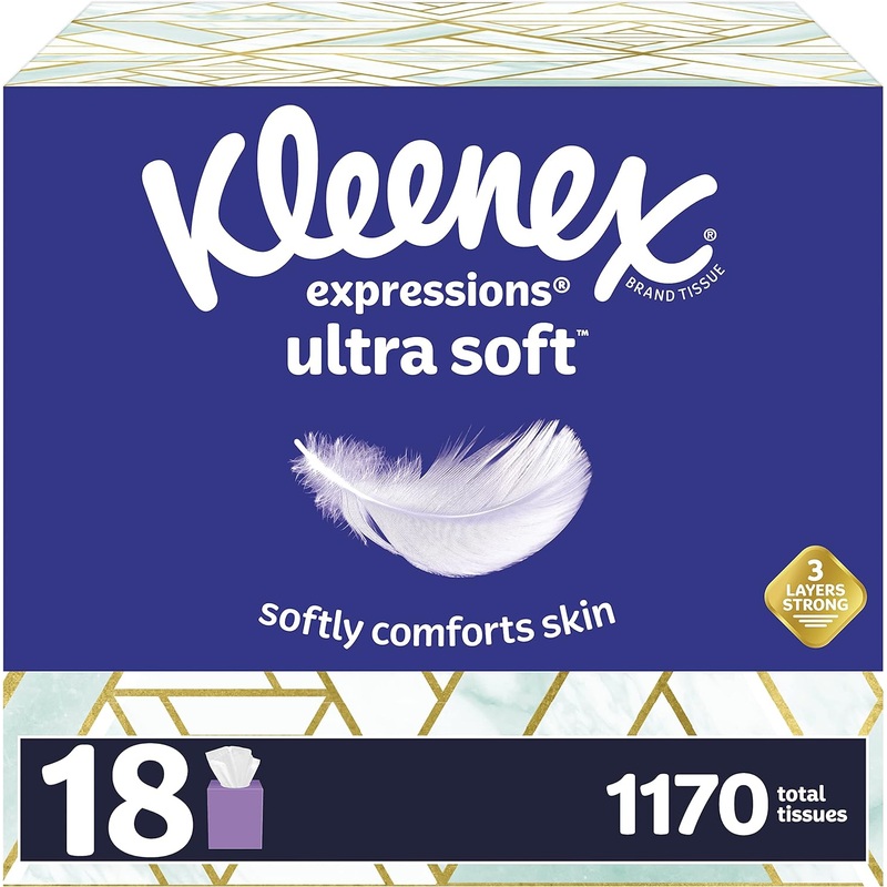 Kleenex Expressions Ultra Soft Facial Tissues, 65 Count (Pack of 18) (1,170 Total Tissues) | Bigbigmart.com