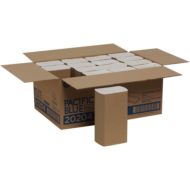 Pacific Blue Basic Multifold Paper Towels (Previously Branded Acclaim) by GP PRO (Georgia-Pacific), White, 20204, 250 Towels Per Pack, 16 Packs Per Case, (Case of 16 Packs, 250 per Pack) | Bigbigmart.com