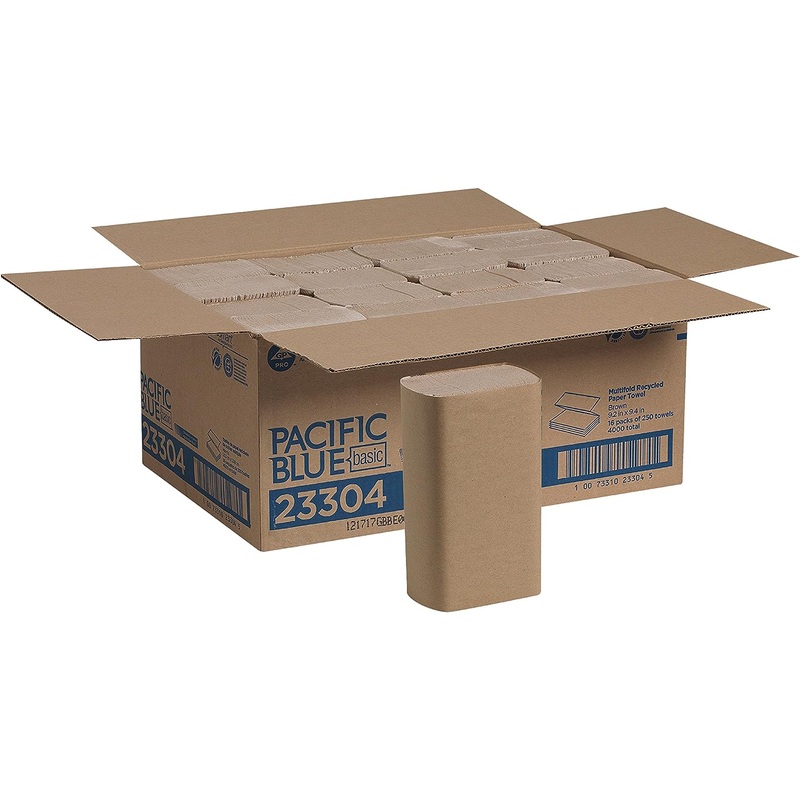 Pacific Blue Basic Recycled Multifold Paper Towels (Previously Branded Envision) by GP PRO (Georgia-Pacific), Brown, 23304, 250 Towels Per Pack, 16 Packs Per Case | Bigbigmart.com