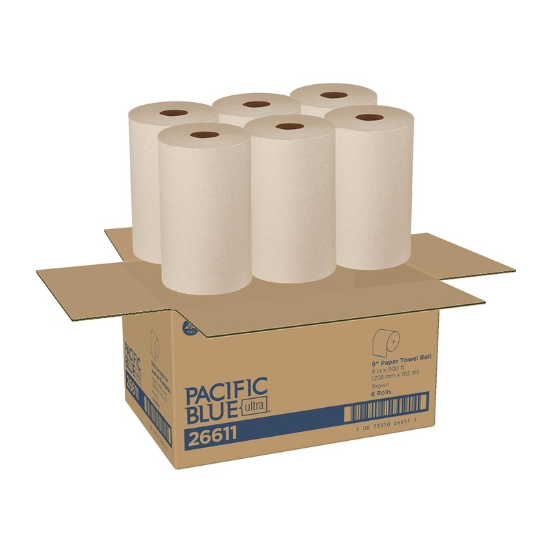 Pacific Blue Ultra 9 Paper Towel Roll by GP PRO (Georgia-Pacific), Brown, 26611, 500 Feet Per Roll, 6 Rolls Per Case | Bigbigmart.com