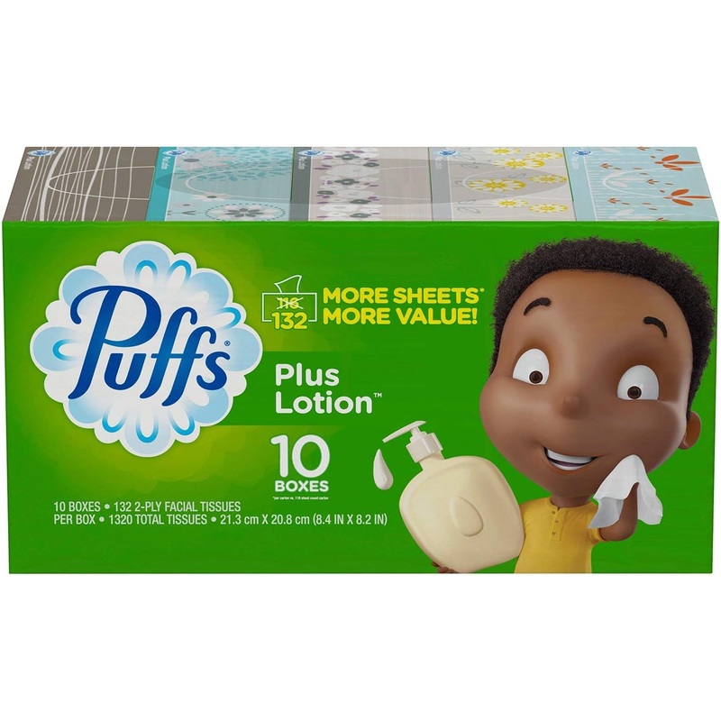 Puffs Plus Lotion Facial Tissues, 10 Family Boxes (132 tissues per Box) | Bigbigmart.com