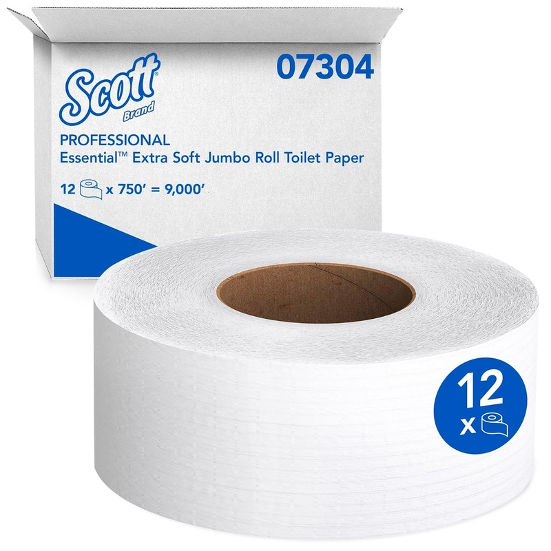 Scott Essential Jumbo Toilet Paper (07304), High Capacity JRT Commercial Toilet Paper, 2-Ply, White, 750′ / Roll, 12 Rolls / Case | Bigbigmart.com